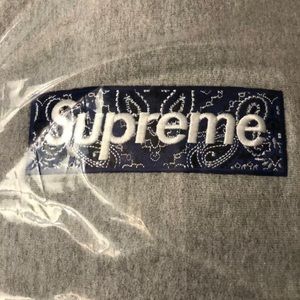 Supreme Gray/Blue Bandanna Hoodie